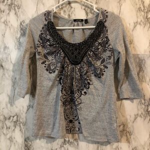 Apt 9 3/4 sleeve Tee/gray/black size PS
